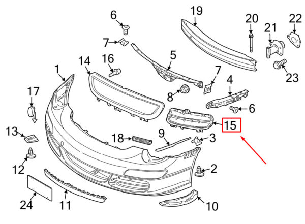 9975055640001C - Porsche 911 997 bumper holder front right 9975055640001C NEW ORIGINAL