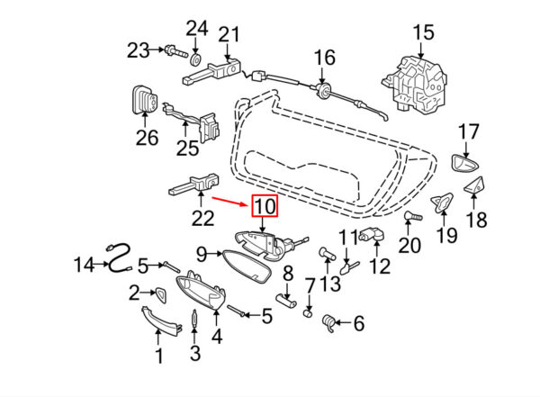99753746401 - Porsche Cayman 987 door handle mount front right LHD 99753746401 NEW ORIGINAL
