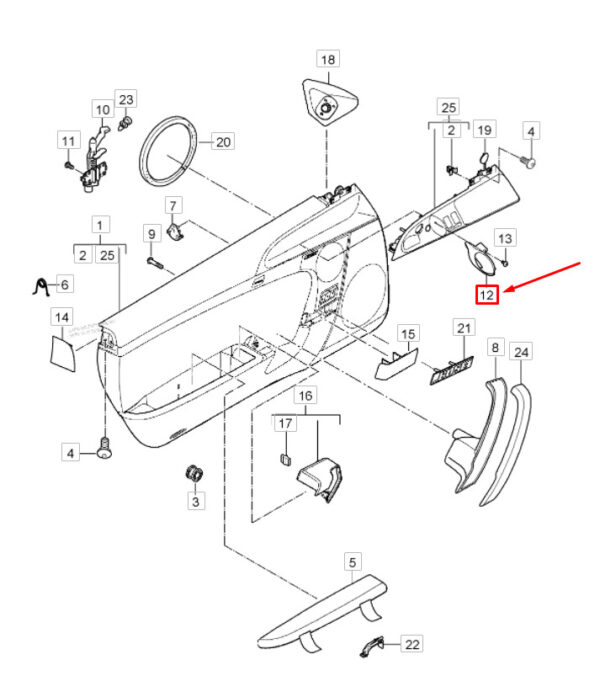 99755546101V05 - Porsche Boxster 987 Interior Left Front Door Handle 99755546101V05 NEW GENUINE
