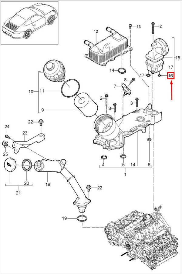 99970763440 - Porsche Boxster 981 Oil Separator Gasket 99970763440 NEW GENUINE