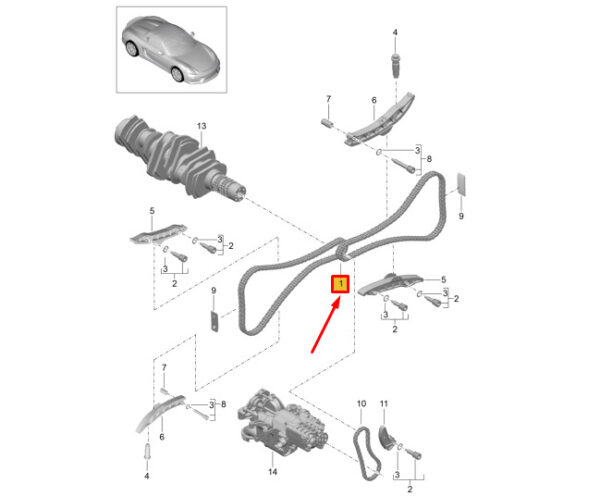 9A110514203 - PORSCHE BOXSTER SPYDER 981 ENGINE TIMING CHAIN 9A110514203 NEW GENUINE