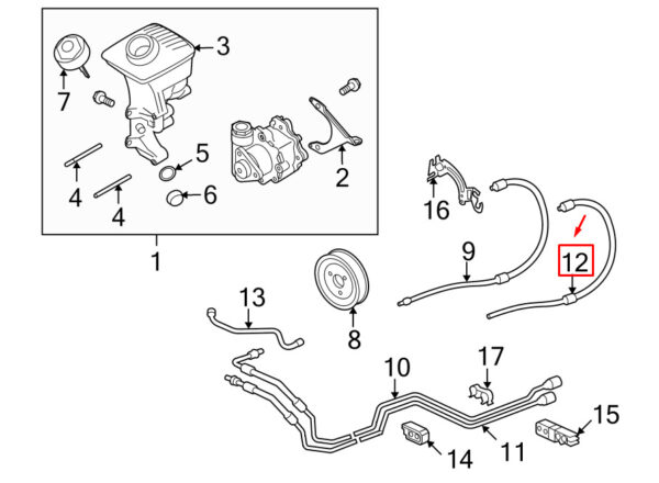 9A134743921 - Porsche Boxster 987 Return Hose for Power Steering 9A134743921 NEW REAL