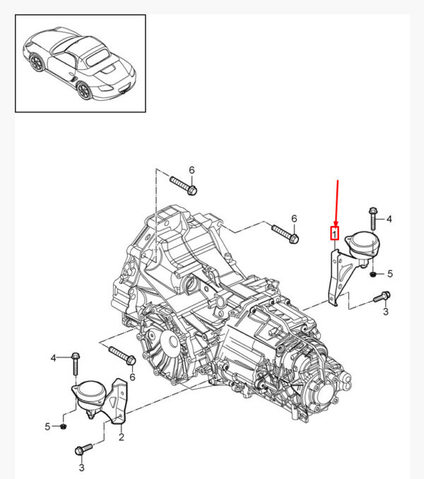 9A137509451 - Porsche Cayman 987 transmission bracket right 9A137509451 NEW ORIGINAL