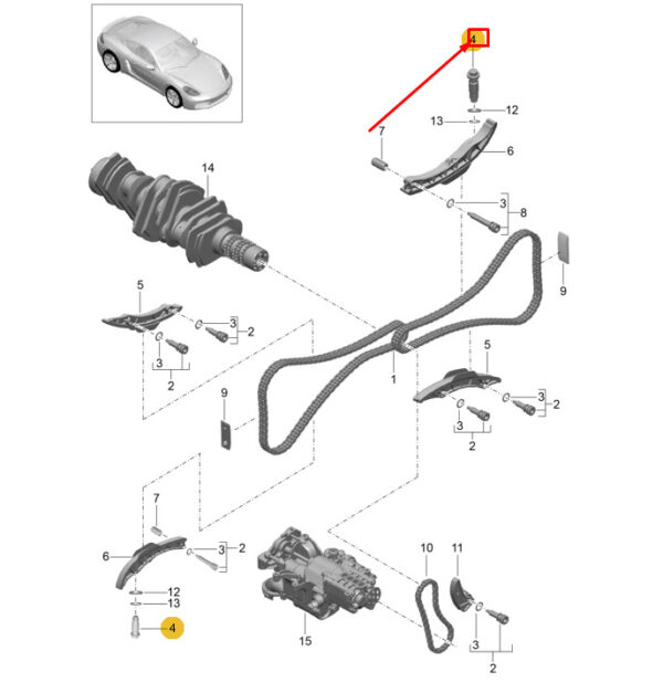 9A210515701 - PORSCHE 718 CAYMAN 982 ENGINE TIMING CHAIN TENSIONER 9A210515701 NEW GENUINE