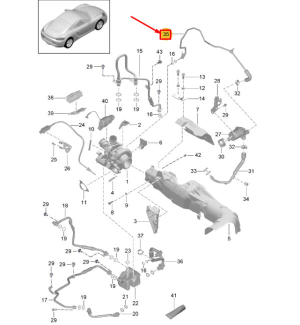 9A210607501 - PORSCHE 718 CAYMAN 982 COOLANT SUPPLY LINE 9A210607501 NEW GENUINE