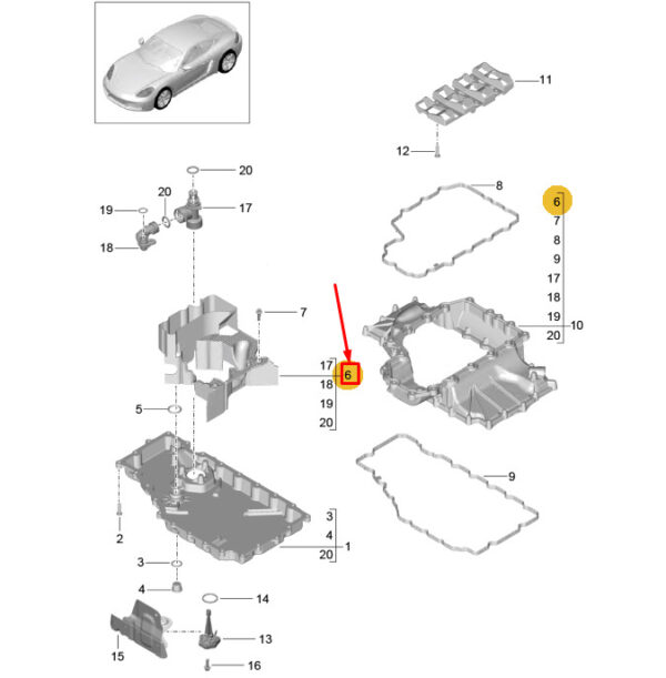 9A210702600 - PORSCHE 718 CAYMAN 982 Engine Oil Pan Filler Plate 9A210702600 NEW GENUINE