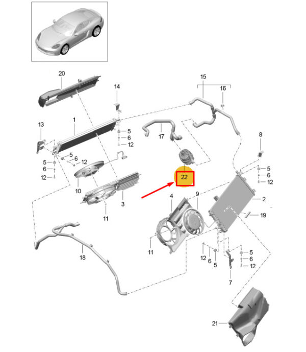 9A796556700 - PORSCHE 718 CAYMAN 982 ENGINE AUXILIARY WATER PUMP 9A796556700 NEW GENUINE