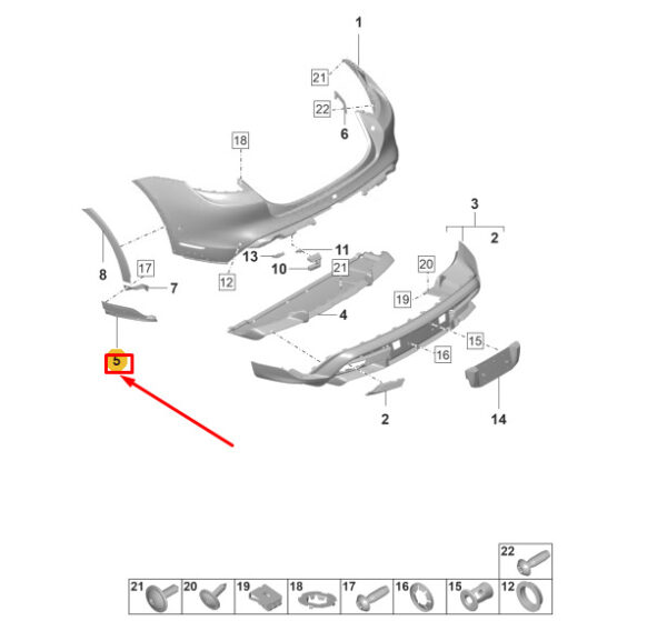 9J0807130OK1 - Porsche Taycan bumper trim rear right 9J0807130OK1 NEW ORIGINAL