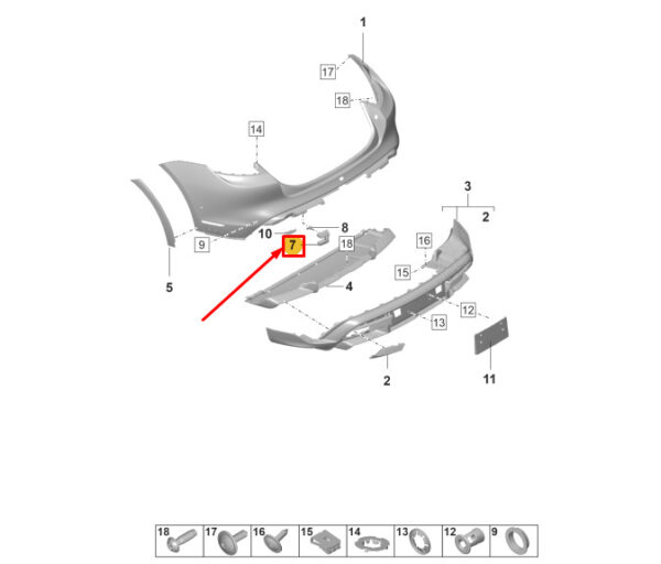 9J0807290A - Porsche Taycan parking sensor mount rear right inside bumper 9J0807290A NEW