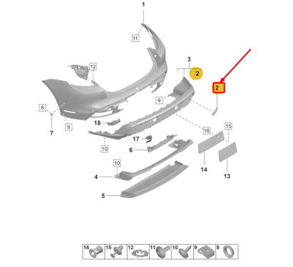 9J0807441COK1 - Porsche Taycan towing eyelet cover rear left for bumper 9J0807441COK1