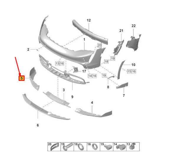 9J0807548OK1 - Porsche Taycan bumper spoiler front right bottom 9J0807548OK1 NEW ORIGINAL