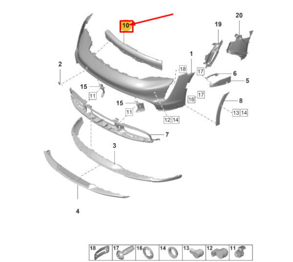 9J0807549 - Porsche Taycan front bumper foam 9J0807549 NEW ORIGINAL