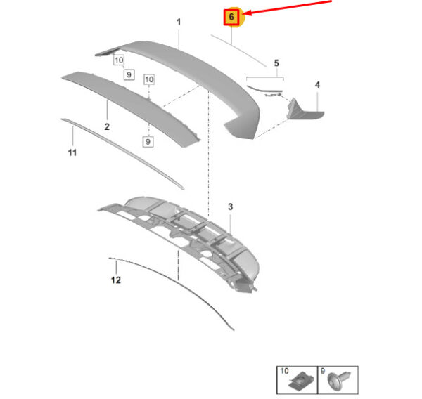 9J0898020 - Porsche Taycan rear additional brake light gasket 9J0898020 NEW ORIGINAL