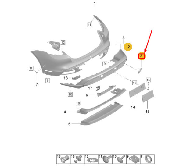 9J1807442AOK1 - Porsche Taycan rear bumper towing eyelet cover 9J1807442AOK1 NEW ORIGINAL