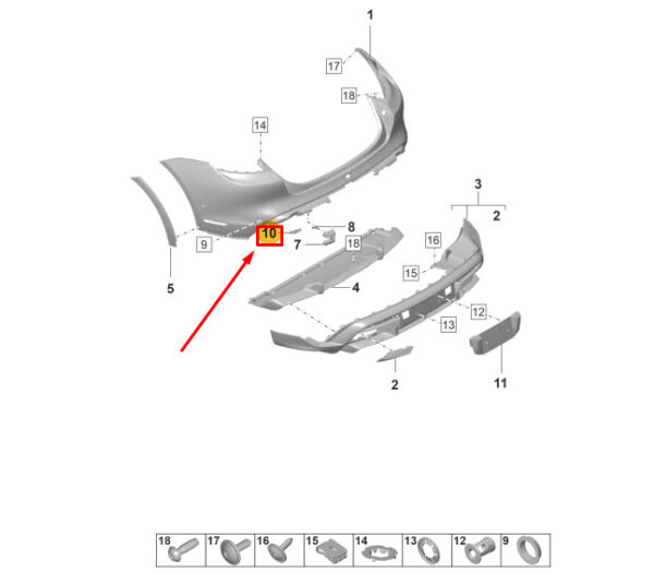 9J1807773 - Bracket for tailgate sensor for Porsche Taycan rear controlled 9J1807773