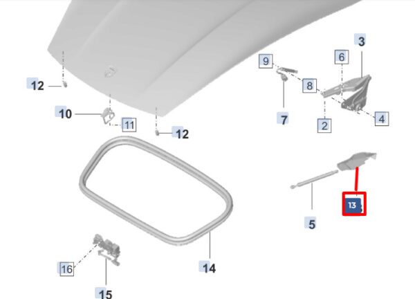 9J1823746OK1 - Porsche Taycan bonnet hinge cover front right 9J1823746OK1 NEW