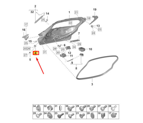 9J1827679A - Porsche Taycan tailgate guide wedge 9J1827679A NEW ORIGINAL