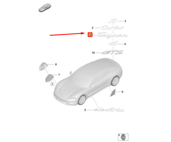 9J1853675DLI0 - Porsche Taycan tailgate inscription 9J1853675DLI0 NEW ORIGINAL