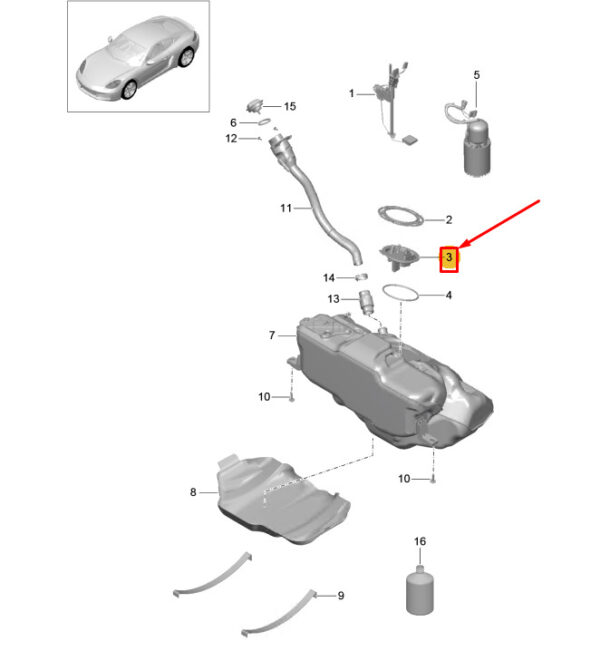 9P1201194 - Porsche 718 Cayman 982 Fuel Pump Flange 9P1201194 NEW GENUINE