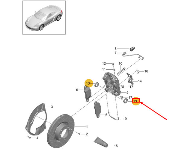 9P1698671A - Porsche 718 Cayman 982 Front Brake Caliper Gasket Set 9P1698671A NEW GENUINE