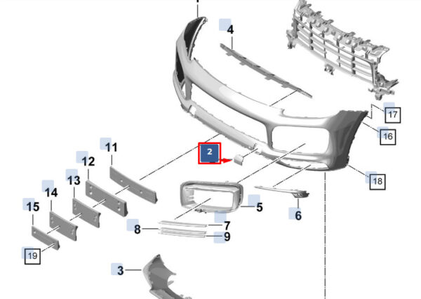 9Y0807156BG2X - Porsche Cayenne 9Y0 front bumper towing eyelet cover right 9Y0807156BG2X
