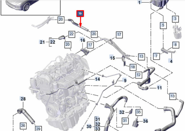 PAB819375 - Porsche Cayenne 9y0 coolant hose line PAB819375 NEW original