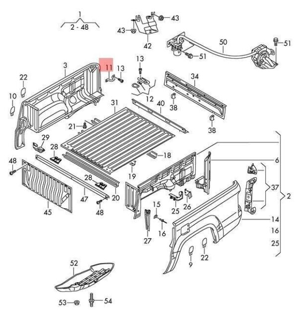 2H5809589 - VW Amarok closing eye 1-part original 2H5809589