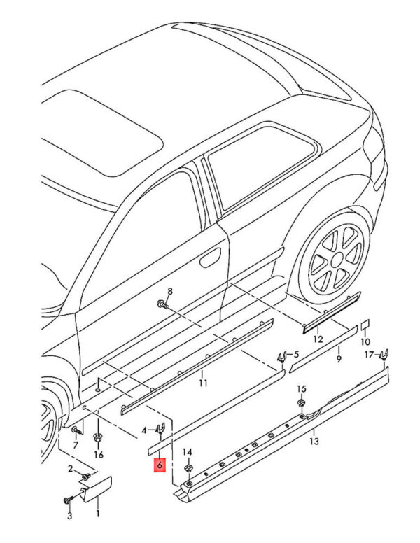 8P4853959GGRU - OEM AUDI A3 S3 Sportback Lim. quattro. Cover For Door Primed 8P4853959GGRU