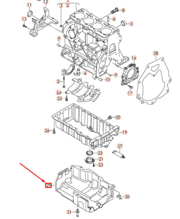 03L103660D - NEW VOLKSWAGEN PASSAT B8 ENGINE OIL SUMP COVER 03L103660D ORIGINAL