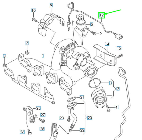 03L906088GP - NEW VOLKSWAGEN PASSAT B7 3G EXHAUST GAS TEMPERATURE SENSOR 03L906088GP