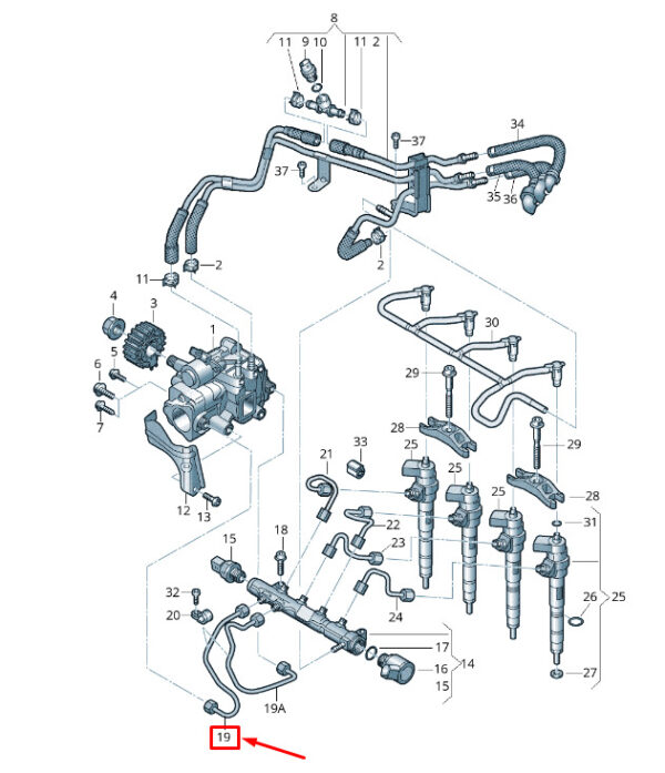 03N130321B - NEW VW TRANSPORTER VI T6 FUEL PRESSURE PIPE 03N130321B