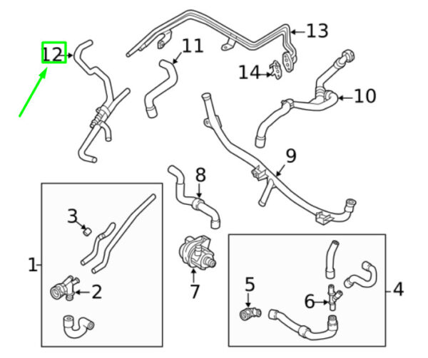 04E122447BF - NEW VOLKSWAGEN PASSAT B8 3G COOLANT HOSE 04E122447BF ORIGINAL