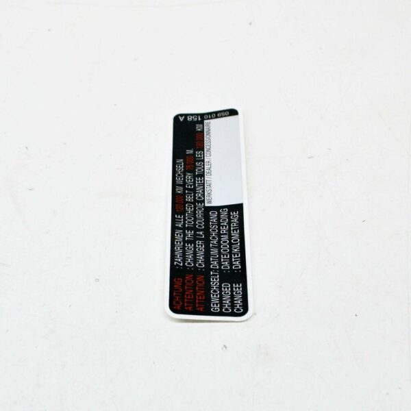 059010158A - NEW VW PASSAT B5 5 TOOTH BELT SERVICE STICKER 059010158A ORIGINAL