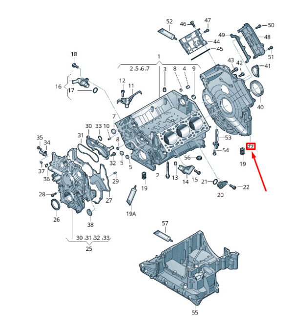 059103171DD - NEW VW TOUAREG 7P MK2 CRANKCASE HOUSING REAR SEALING FLANGE 059103171DD