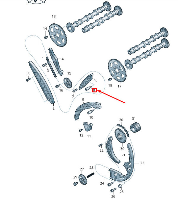 059109426G - NEW VW TOUAREG 7P MK2 TIMING SLIDER RAIL AXLES BOLT PIN 059109426G