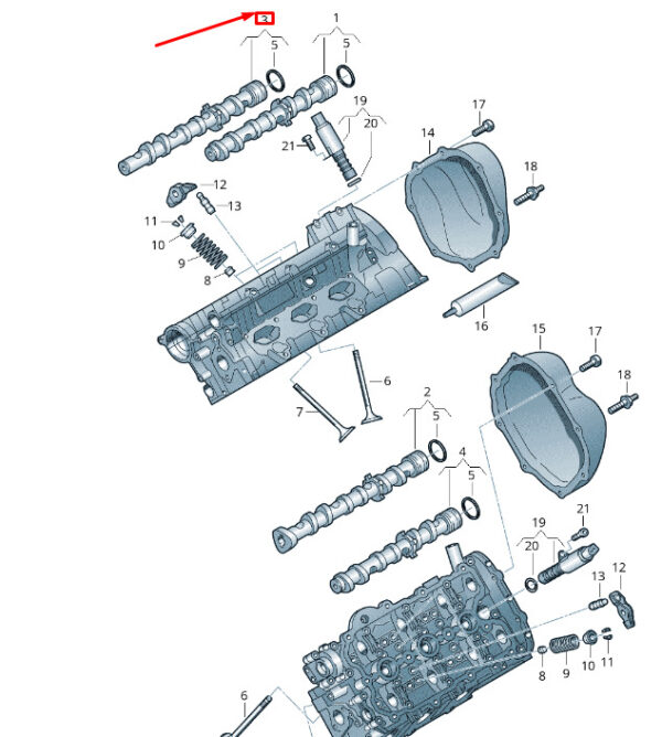 06E109102BF - VW Touareg 7P MK2 exhaust camshaft right 06E109102BF NEW ORIGINAL