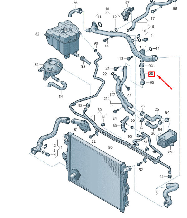 06E121058D - NEW VW TOUAREG 7P MK2 COOLING HOSE 06E121058D ORIGINAL