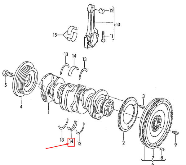 071105561ABLA - NEW VW TOUAREG 7P UPPER ENGINE CRANKSHAFT MAIN BEARING 071105561ABLA ORIGINAL