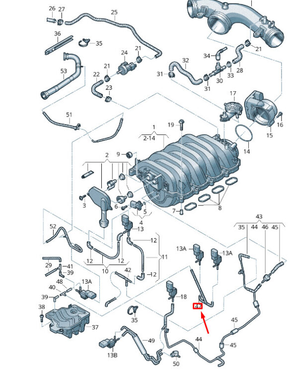 079131055CK - NEW VW TOUAREG 7P MK2 VACUUM HOSE 079131055CK