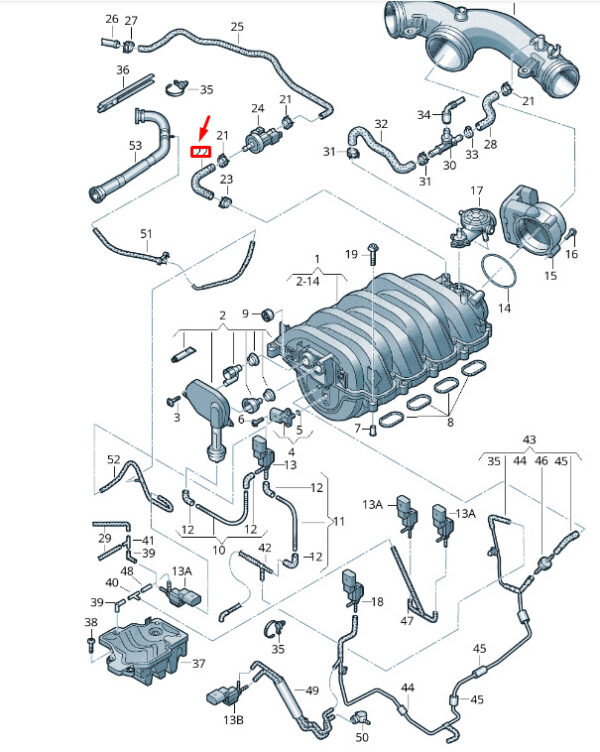 079133394BL - New VW TOUAREG 7P MK2 Intake System Hose 079133394BL