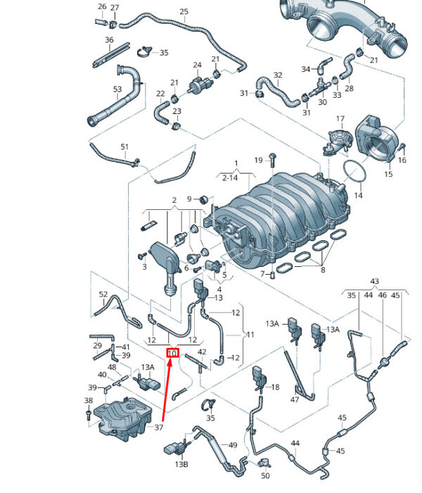 079133778B - NEW VW TOUAREG 7P MK2 VACUUM PIPE 079133778B