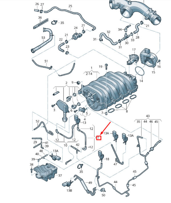 079133789A - NEW VW TOUAREG 7P MK2 VACUUM PIPE 079133789A ORIGINAL