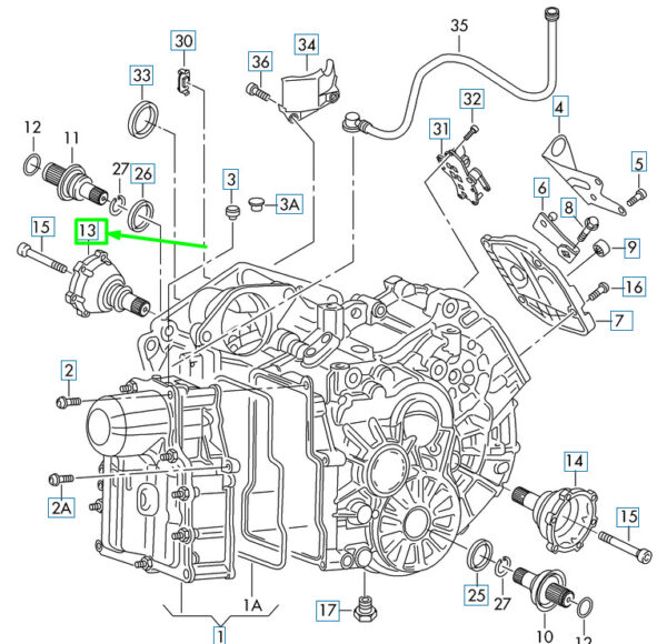 0AM409344A - NEW VOLKSWAGEN PASSAT B8 3G RIGHT SIDE GEARBOX FLANGE SHAFT 0AM409344A ORIGINAL