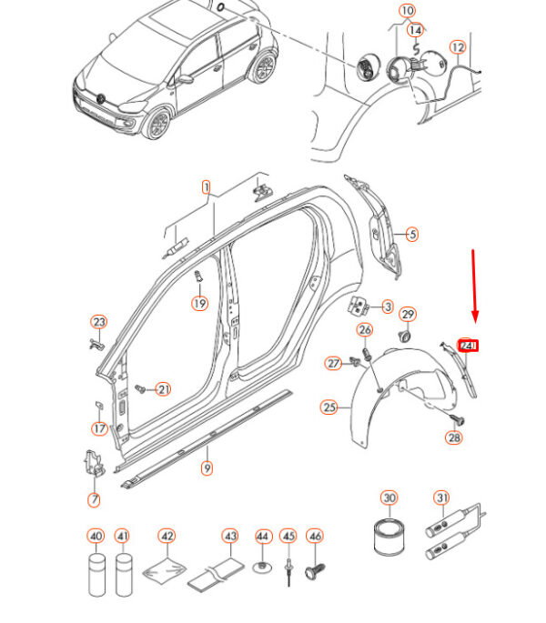 12E810429 - NEW VW REAR LEFT WHEEL HOUSING LINER BRACKET 12E810429 GENUINE