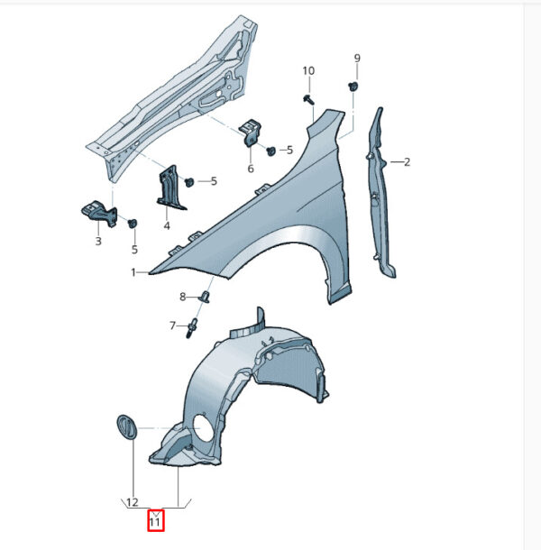 17A805912E - Volkswagen Jetta Mk7 front right fender inside 17A805912E NEW ORIGINAL