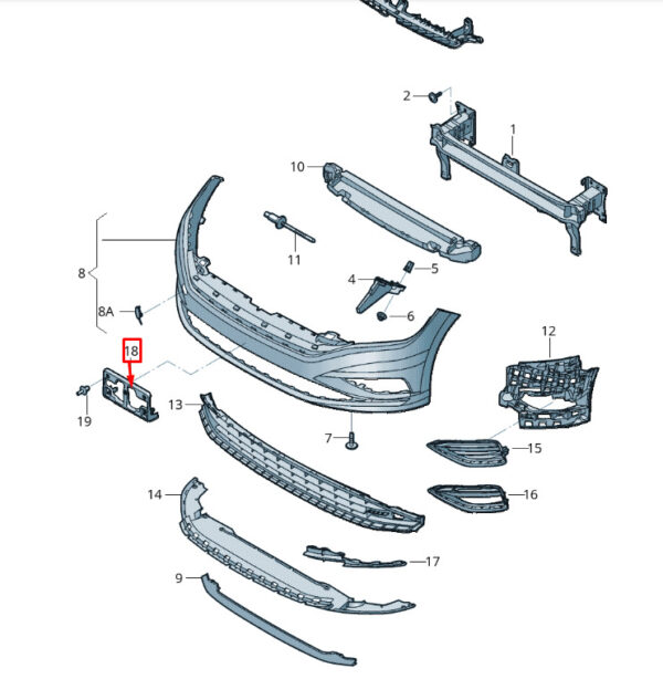 17A807287L9B9 - NEW VWOLKSWAGEN JETTA MK7 FRONT BUMPER NUMBER HOLDER 17A807287L9B9