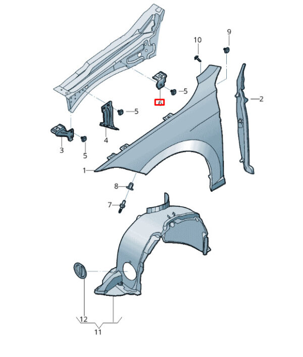 17A809561A - New VOLKSWAGEN JETTA Mk7 Front Left Fender Holder 17A809561A