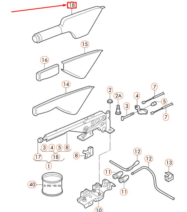 1C0711461AATXS - VW NEW BEETLE 9C handbrake lever handle with trunk 1C0711461AATXT NEW GENUINE