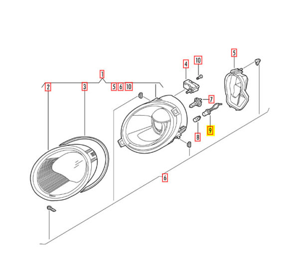 1C0941953 - New Genuine Volkswagen Beetle Side Lamp Socket With Wiring Set 1C0941953 OEM