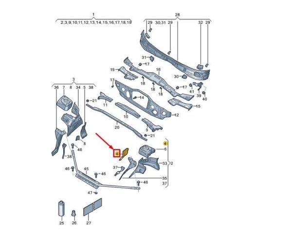 1EA805077A - VW ID.5 E39 Left Fender Reinforcement 1EA805077A NEW GENUINE